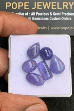 Natural Tanzanite Gemstone Smooth Mix Shape Cabochon High Quality Loose Gemstones For Jewelry Making 9-13 MM Size 6 Pcs V4422