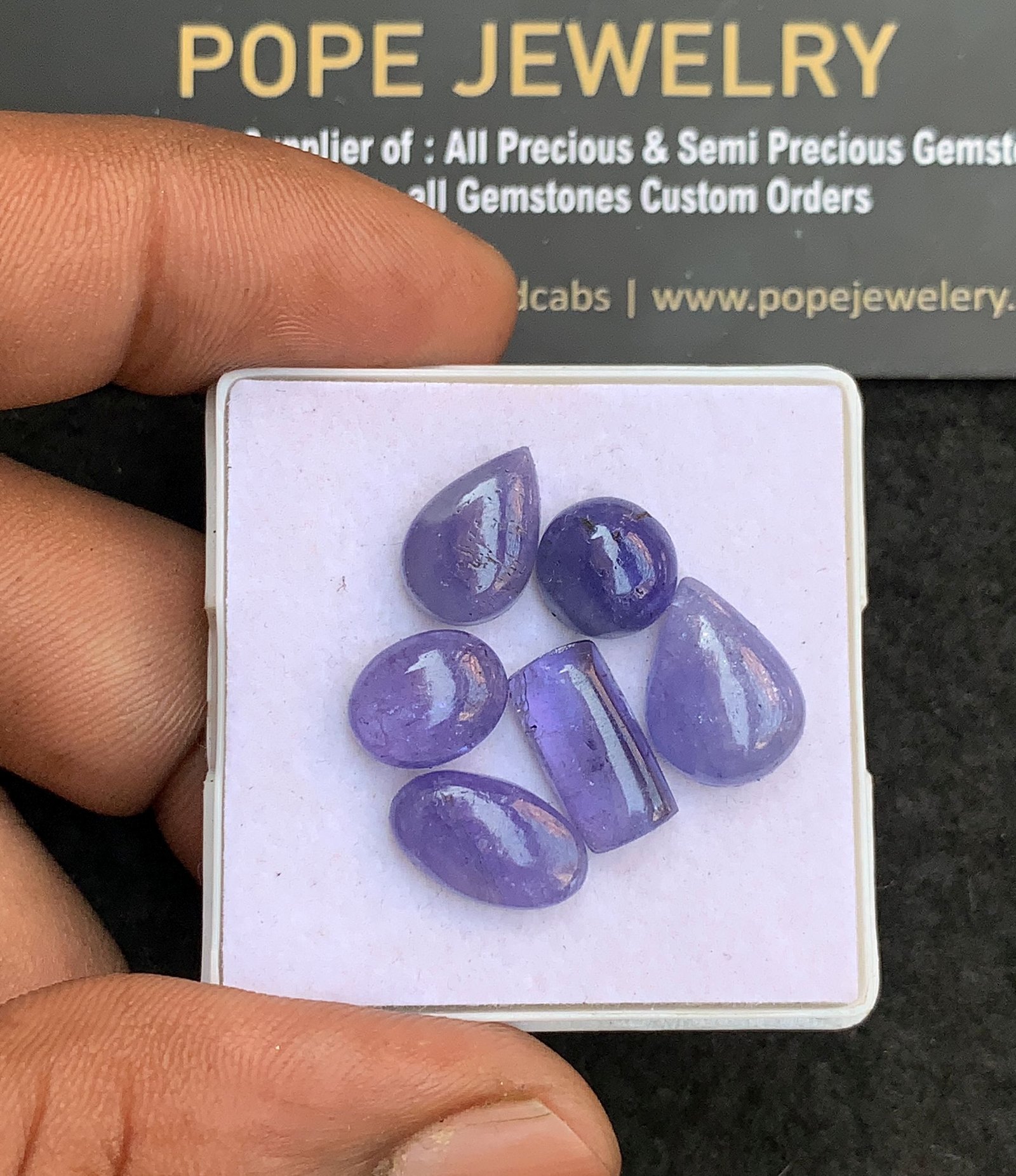 Natural Tanzanite Gemstone Smooth Mix Shape Cabochon High Quality Loose Gemstones For Jewelry Making 9-13 MM Size 6 Pcs V4422