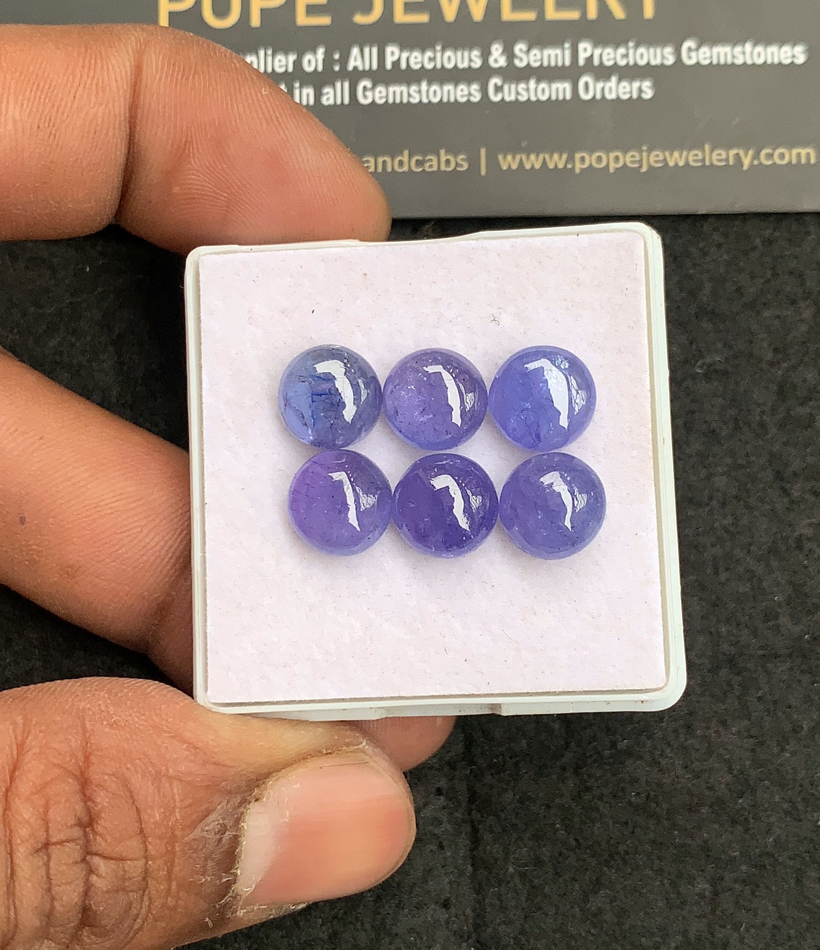 Natural Tanzanite Gemstone Smooth Round Shape Cabochon High Quality Loose Gemstones For Jewelry Making 9 MM Size 6 Pcs V4423