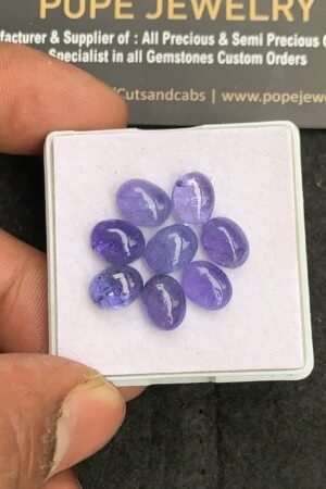 Natural Tanzanite Gemstone Smooth Oval Shape Cabochon High Quality Loose Gemstones For Jewelry Making 9x7 MM Size 8 Pcs V4424