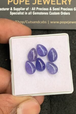 Natural Tanzanite Gemstone Smooth Pear Shape Cabochon High Quality Loose Gemstones For Jewelry Making 10x7 MM Size 6 Pcs V4425