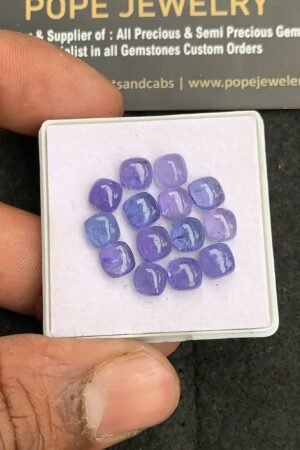 Natural Tanzanite Gemstone Smooth Cushion Shape Cabochon High Quality Loose Gemstones For Jewelry Making 6 MM Size 14 Pcs V4426