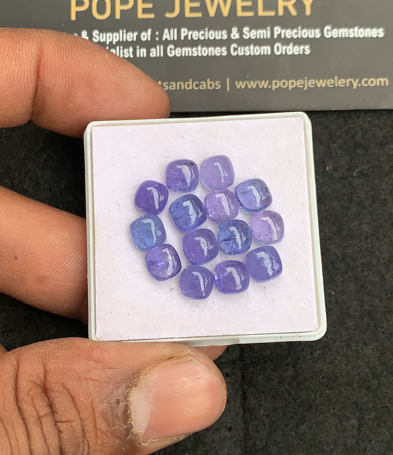 Natural Tanzanite Gemstone Smooth Cushion Shape Cabochon High Quality Loose Gemstones For Jewelry Making 6 MM Size 14 Pcs V4426