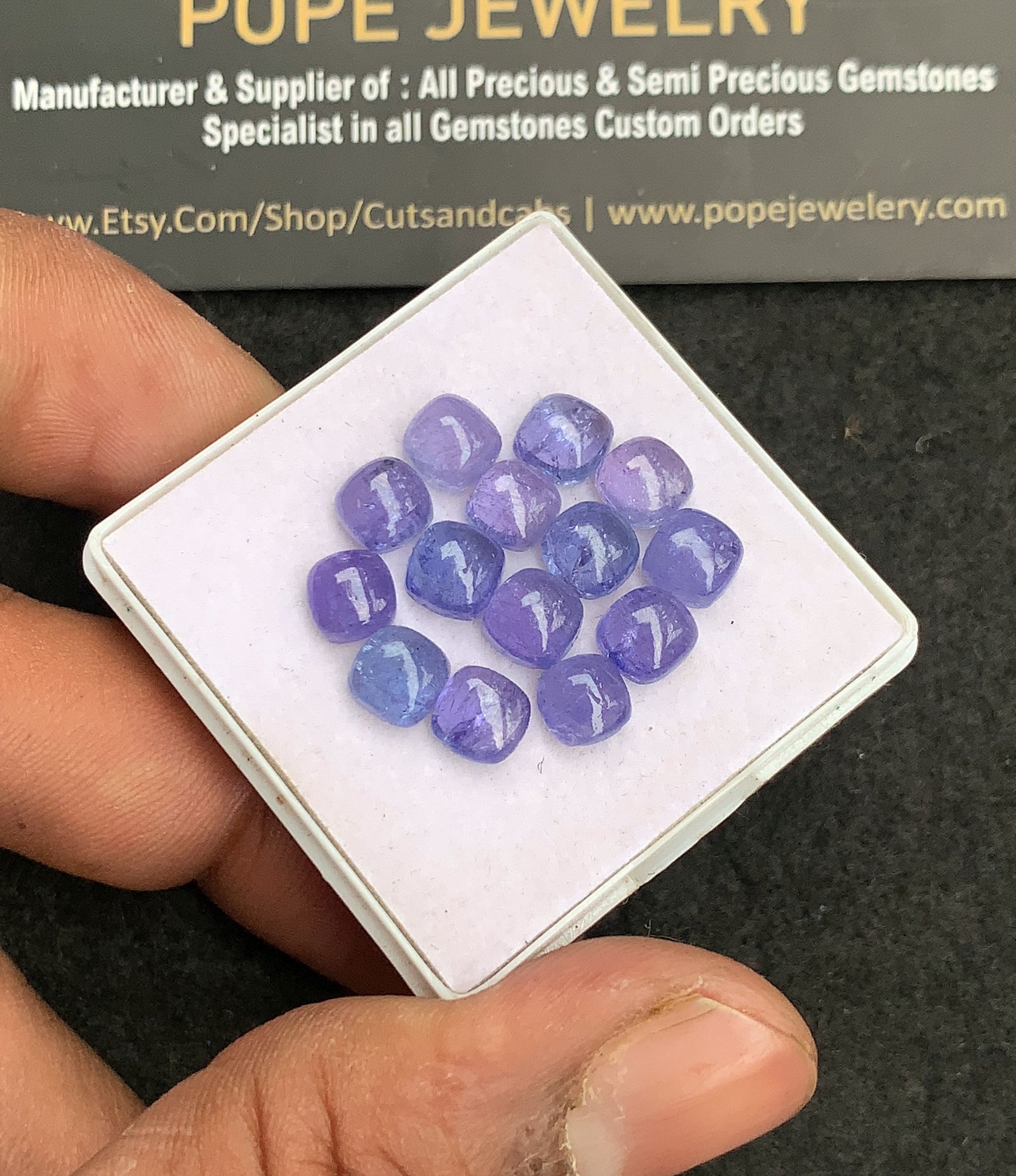 Natural Tanzanite Gemstone Smooth Cushion Shape Cabochon High Quality Loose Gemstones For Jewelry Making 6 MM Size 14 Pcs V4426 - Image 2