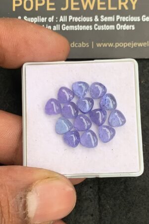 Natural Tanzanite Gemstone Smooth Trillion Shape Cabochon High Quality Loose Gemstones For Jewelry Making 6 MM Size 14 Pcs V4427