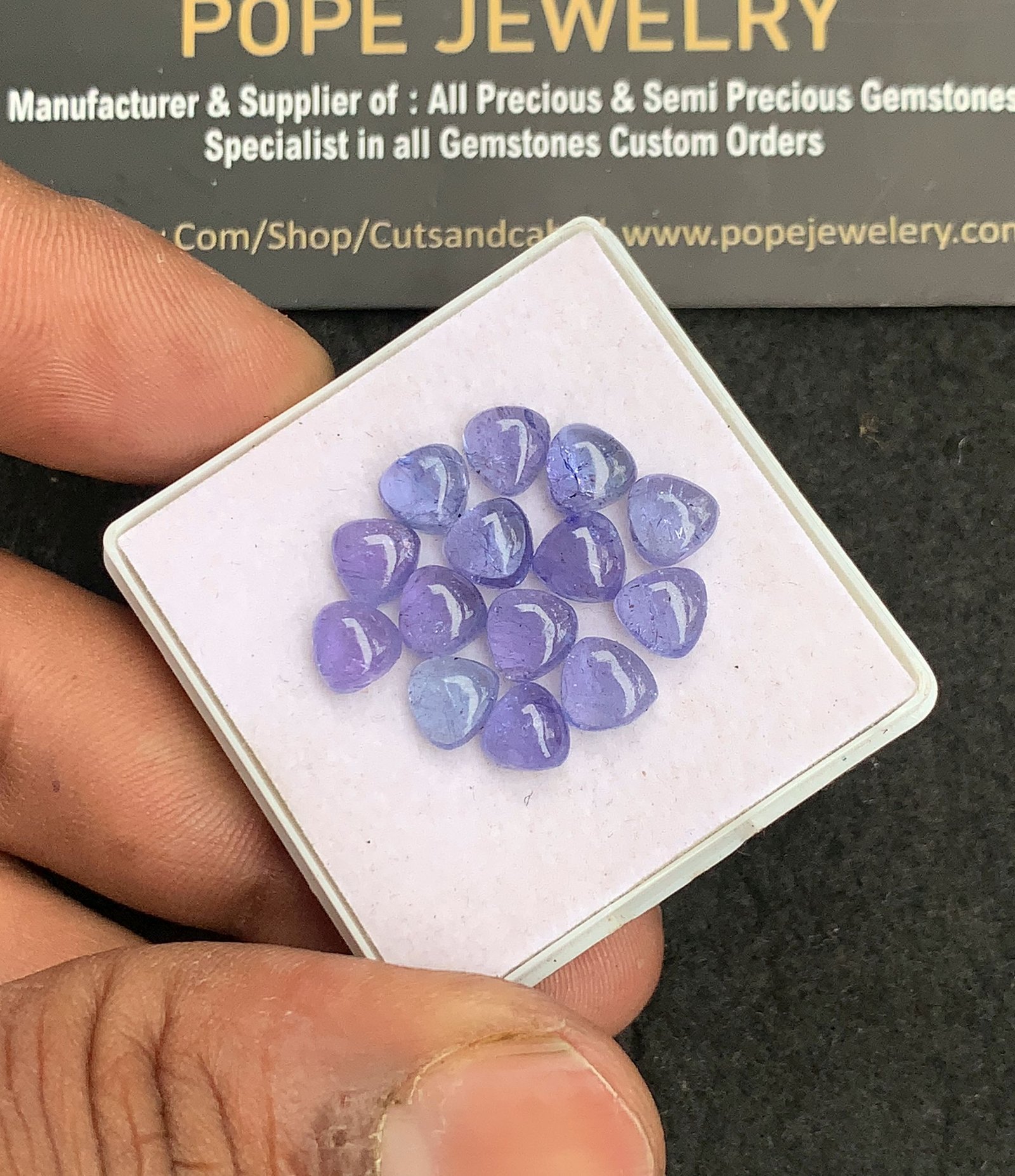 Natural Tanzanite Gemstone Smooth Trillion Shape Cabochon High Quality Loose Gemstones For Jewelry Making 6 MM Size 14 Pcs V4427 - Image 2