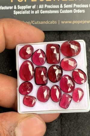 Natural Garnet Gemstone Rose Cut Fancy Shape Cabochon High Quality Loose Gemstones For Jewelry Making 7-14 MM Size 16 Pcs V4431