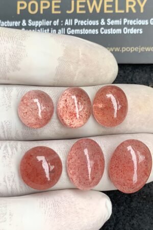 Natural Strawberry Quartz Gemstone Smooth Mix Shape Cabochon High Quality Loose Gemstones For Jewelry Making 12-16 MM Size 6 Pcs V4433