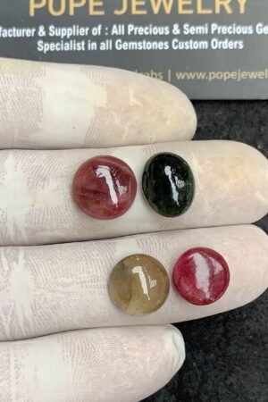 Natural Tourmaline Gemstone Smooth Mix Shape Cabochon High Quality Loose Gemstones For Jewelry Making 14-13 MM Size 4 Pcs V4439