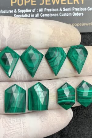 Natural Chrysocolla Malachite Gemstone Smooth Mix Shape Cabochon High Quality Loose Gemstones For Jewelry Making 16-19 MM Size 4 Pair V4440