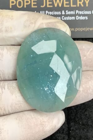 Natural Aquamarine Gemstone Rose Cut Oval Shape Cabochon High Quality Loose Gemstones For Jewelry Making 43x33x6 MM Size 1 Pcs V4442