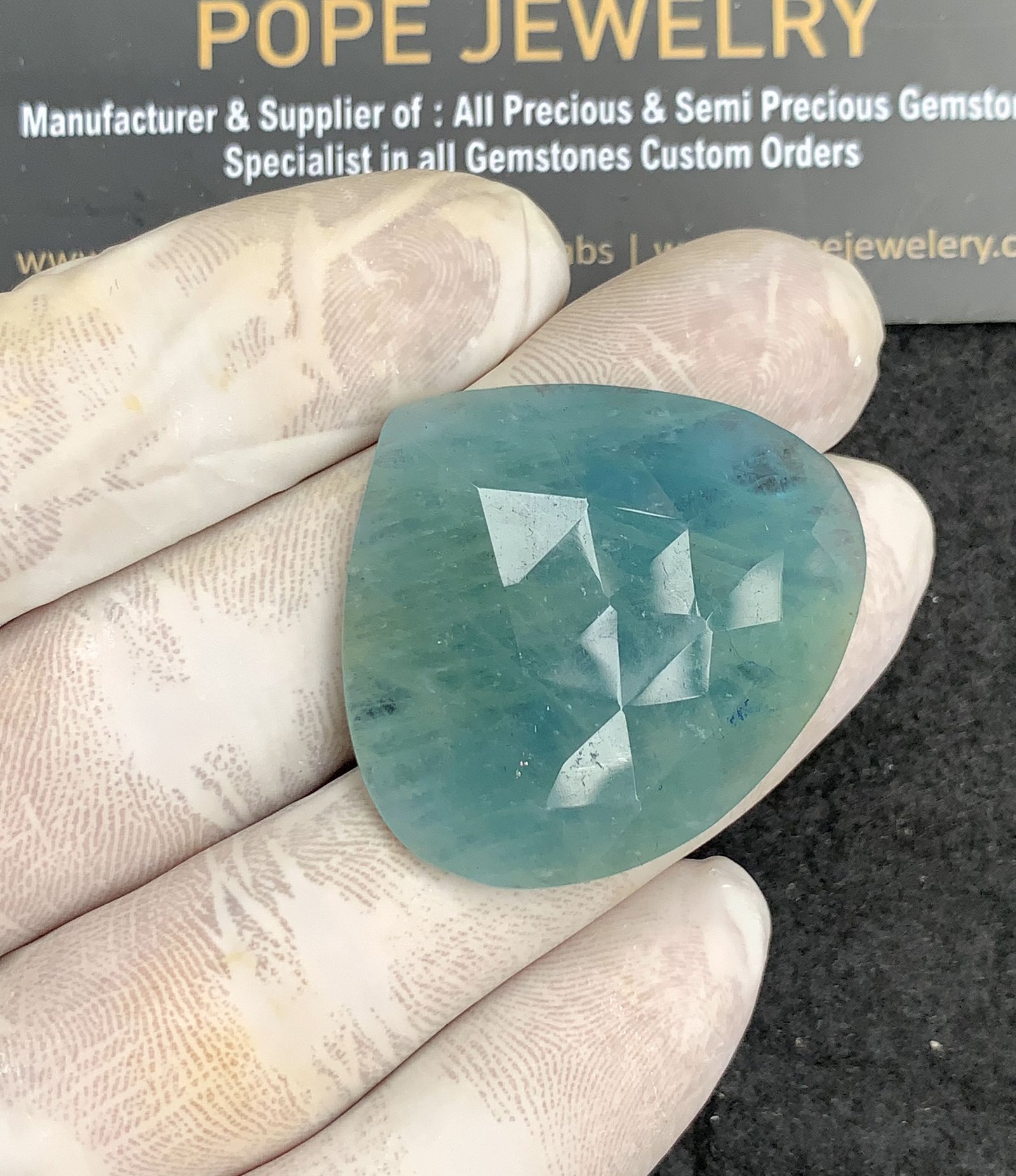 Natural Aquamarine Gemstone Rose Cut Heart Shape Cabochon High Quality Loose Gemstones For Jewelry Making 33x37x8 MM Size 1 Pcs V4443 - Image 2