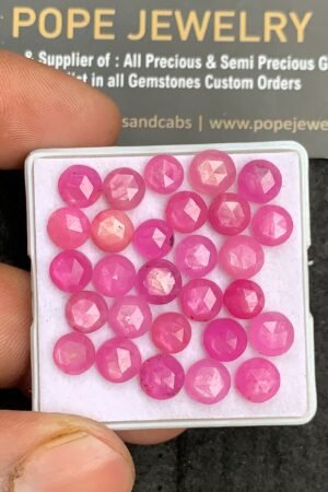 Natural Pink Silky Sapphire Gemstone Rose Cut Round Shape Cabochon High Quality Loose Gemstones For Jewelry Making 6 MM Size 28 Pcs V4449