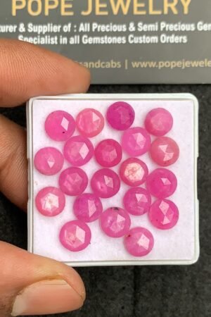 Natural Pink Silky Sapphire Gemstone Rose Cut Round Shape Cabochon High Quality Loose Gemstones For Jewelry Making 7 MM Size 20 Pcs V4450
