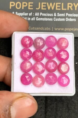 Natural Pink Silky Sapphire Gemstone Rose Cut Round Shape Cabochon High Quality Loose Gemstones For Jewelry Making 8 MM Size16 Pcs V4451