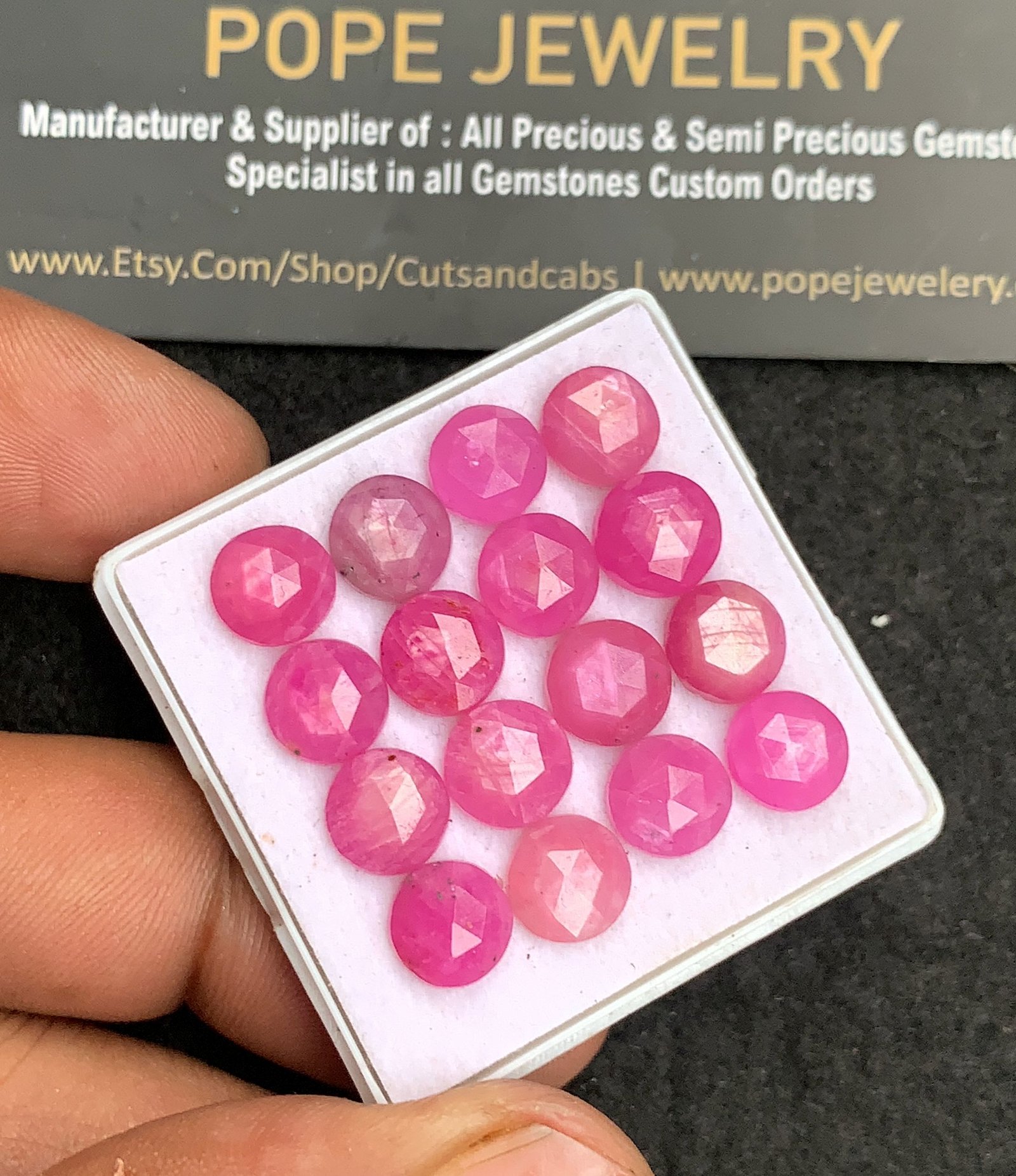 Natural Pink Silky Sapphire Gemstone Rose Cut Round Shape Cabochon High Quality Loose Gemstones For Jewelry Making 8 MM Size16 Pcs V4451 - Image 2