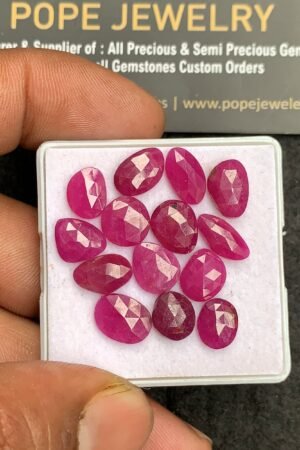 Natural Ruby Gemstone Rose Cut Fancy Shape Cabochon High Quality Loose Gemstones For Jewelry Making 9-11 MM Size 14 Pieces V4452