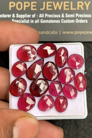 Natural Garnet Gemstone Rose Cut Fancy Shape Cabochon High Quality Loose Gemstones For Jewelry Making 9-14 MM Size 15 Pcs V4454