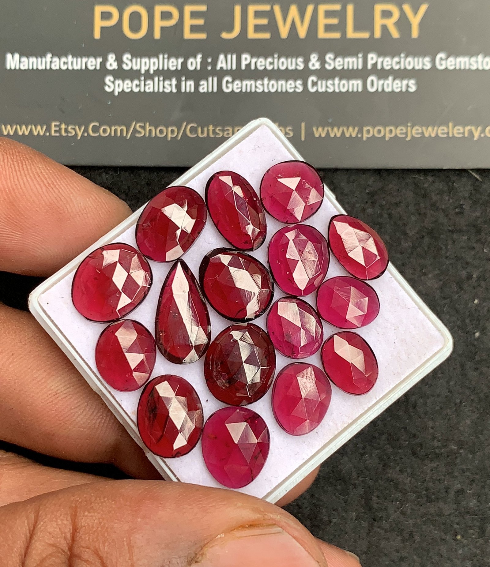 Natural Garnet Gemstone Rose Cut Fancy Shape Cabochon High Quality Loose Gemstones For Jewelry Making 9-14 MM Size 15 Pcs V4454 - Image 2