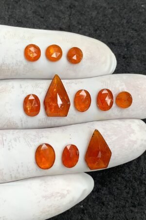 Natural Orange Kyanite Gemstone Rose Cut Mix Shape Cabochon High Quality Loose Gemstones For Jewelry Making 6-15 MM Size 11 Pcs V4456