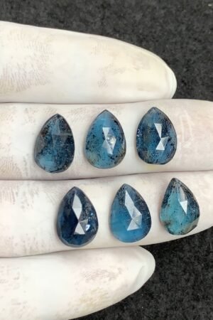 Natural Teal Green Kyanite Gemstone Rose Cut Pear Shape Cabochon High Quality Loose Gemstones For Jewelry Making 14x10 MM Size 6 Pcs V4458