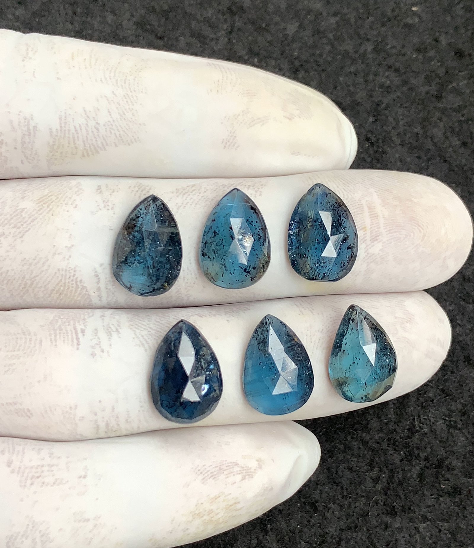 Natural Teal Green Kyanite Gemstone Rose Cut Pear Shape Cabochon High Quality Loose Gemstones For Jewelry Making 14x10 MM Size 6 Pcs V4458