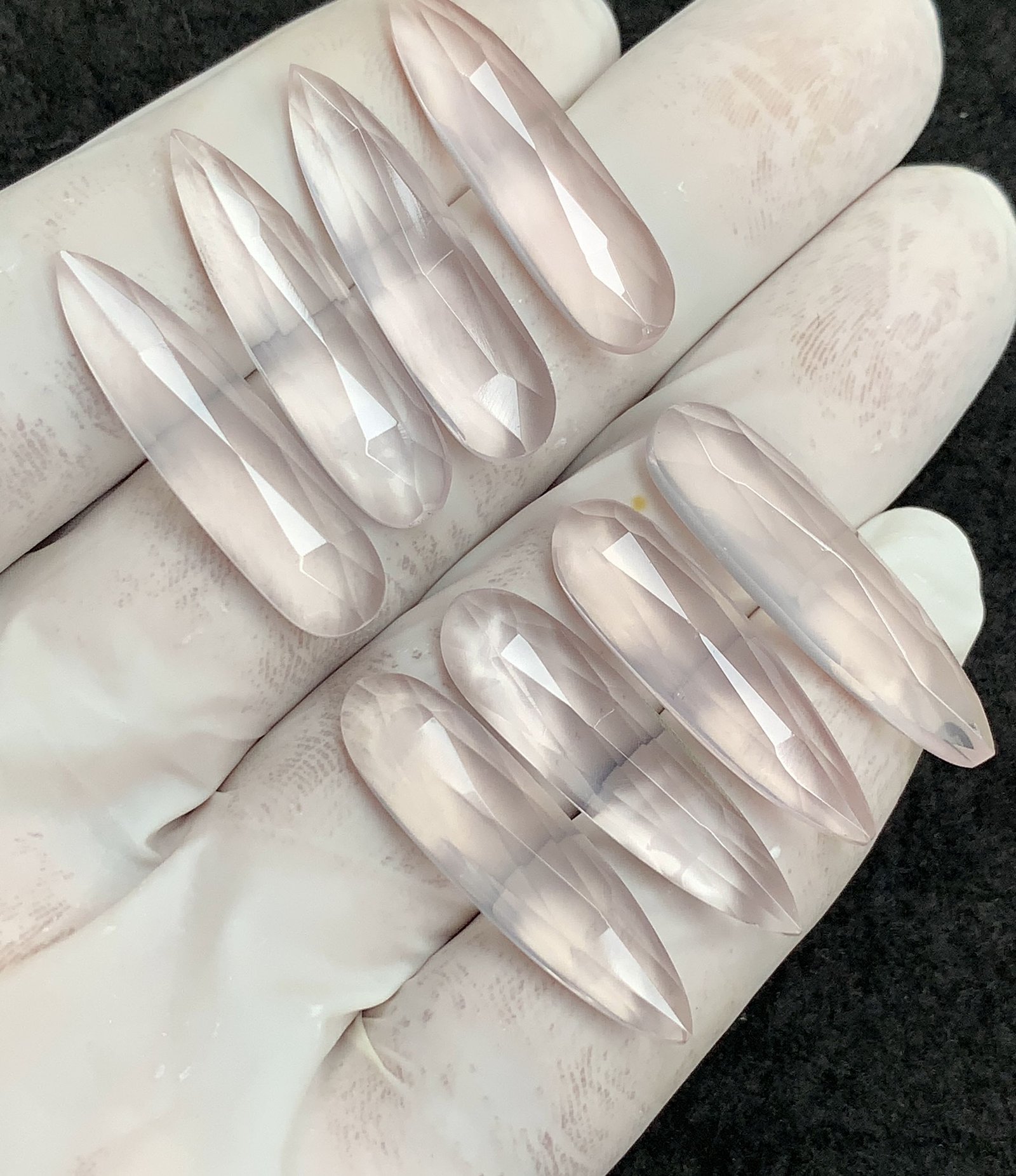 Natural Rose Quartz Gemstone Rose Cut Pear Shape Cabochon High Quality Loose Gemstones For Jewelry Making 30-31 MM Size 8 Pcs V4464 - Image 2