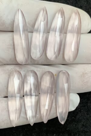 Natural Rose Quartz Gemstone Rose Cut Pear Shape Cabochon High Quality Loose Gemstones For Jewelry Making 30-31 MM Size 8 Pcs V4464