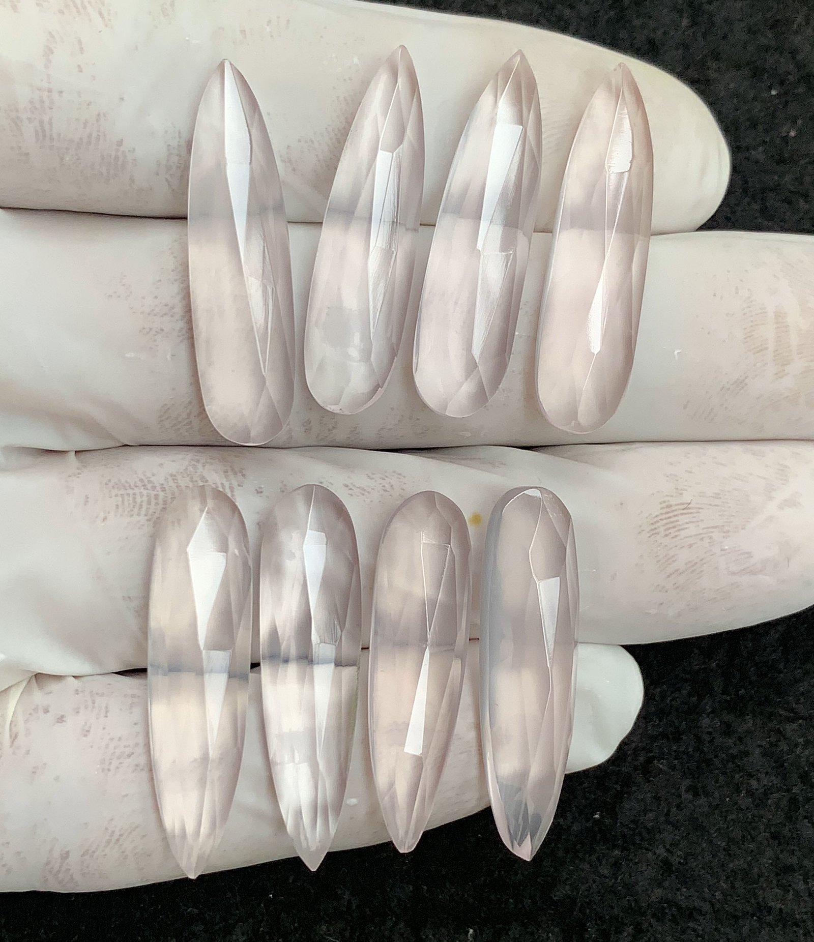 Natural Rose Quartz Gemstone Rose Cut Pear Shape Cabochon High Quality Loose Gemstones For Jewelry Making 30-31 MM Size 8 Pcs V4464