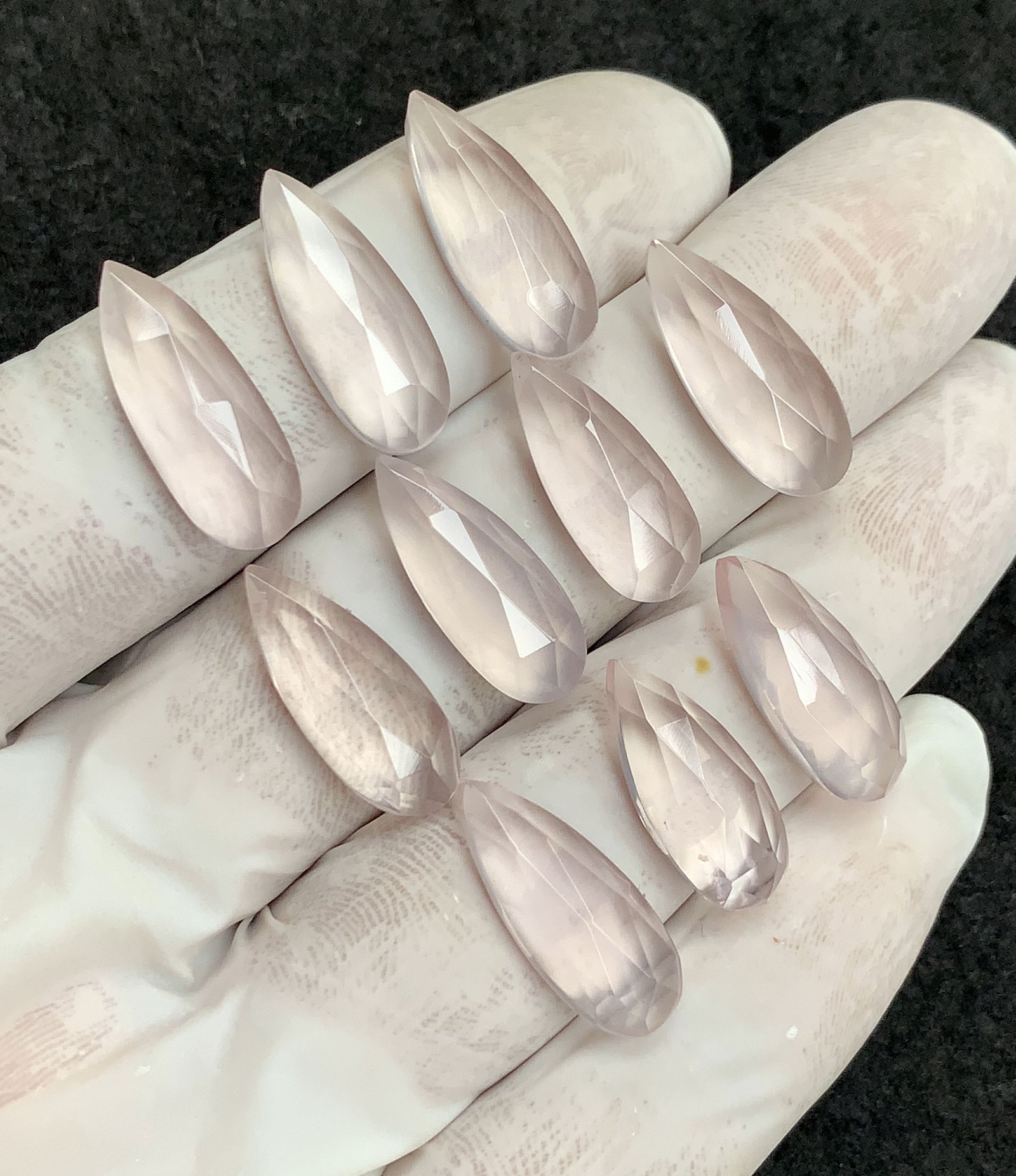 Natural Rose Quartz Gemstone Rose Cut Pear Shape Cabochon High Quality Loose Gemstones For Jewelry Making 19-20 MM Size10 Pcs V4465 - Image 2