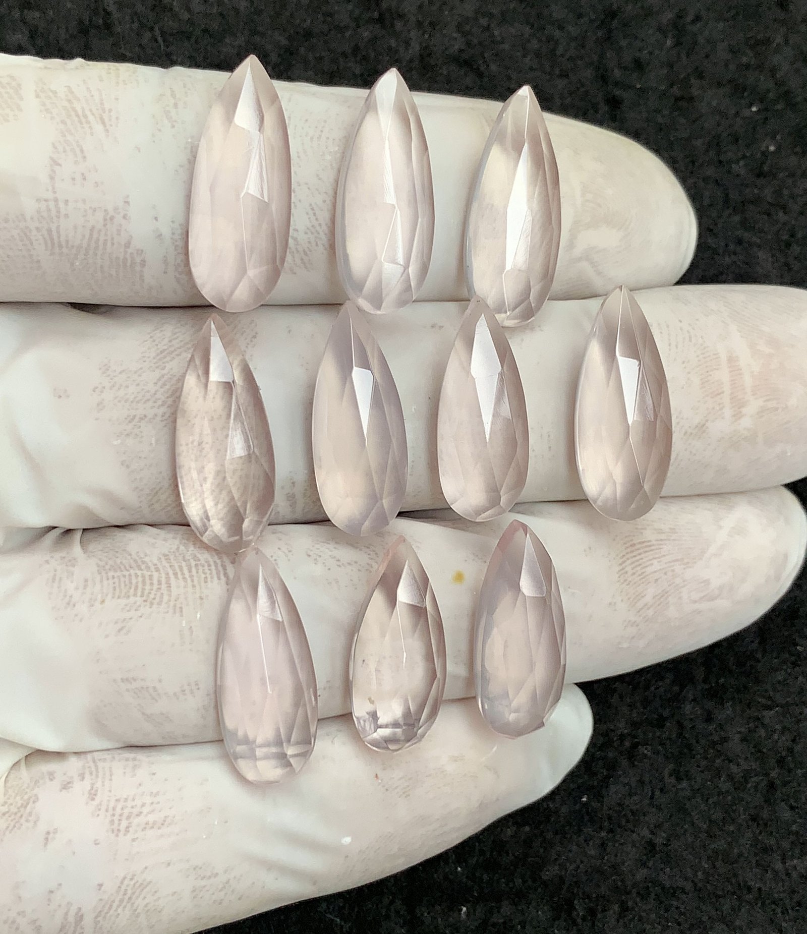 Natural Rose Quartz Gemstone Rose Cut Pear Shape Cabochon High Quality Loose Gemstones For Jewelry Making 19-20 MM Size10 Pcs V4465