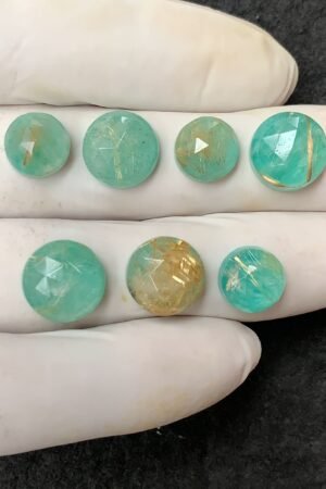 Natural Amazonite Doublet Gemstone Rose Cut Round Shape Cabochon High Quality Loose Gemstones For Jewelry Making 10-12 MM Size 7 Pcs V4466