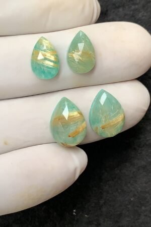 Natural Amazonite Doublet Gemstone Rose Cut Pear Shape Cabochon High Quality Loose Gemstones For Jewelry Making 12-14 MM Size 4 Pcs V4467