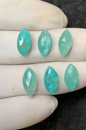 Natural Amazonite Doublet Gemstone Rose Cut Marquise Shape Cabochon High Quality Loose Gemstones For Jewelry Making 14x7 MM Size 6 Pcs V4468