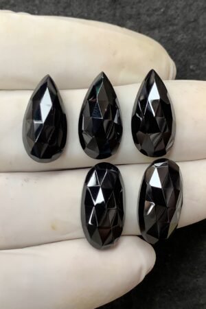 Natural Black Spinel Gemstone Rose Cut Mix Shape Cabochon High Quality Loose Gemstones For Jewelry Making 20x10 MM Size 5 Pcs V4469