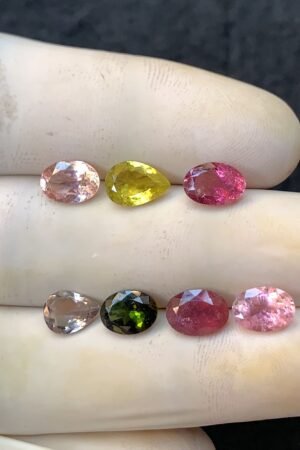 Natural Tourmaline Gemstone Faceted Cut Mix Shape High Quality Loose Gemstones For Jewelry Making 8-9 MM Size 7 Pcs V4492