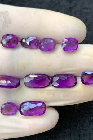 Natural Amethyst Gemstone Faceted Cut Mix Shape High Quality Loose Gemstones For Jewelry Making 9-14 MM Size 10 Pcs V4495