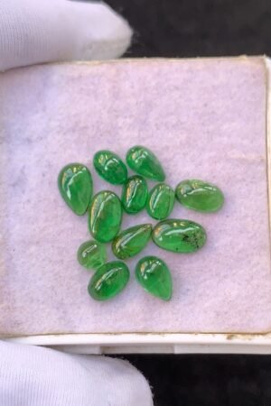 Natural Tsavorite Gemstone Smooth Mix Shape Cabochon High Quality Loose Gemstones For Jewelry Making 4-7 MM Size 12 Pcs V4500