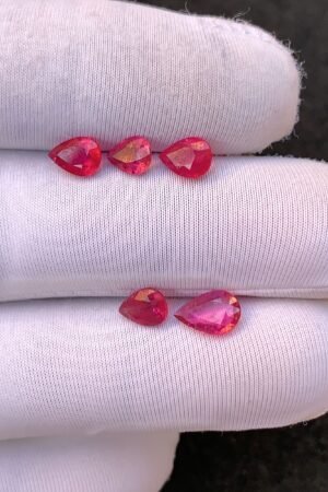 Natural Pink Sapphire Gemstone Faceted Cut Pear Shape High Quality Loose Gemstones For Jewelry Making 6-8 MM Size 5 Pcs V4503