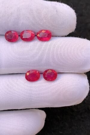 Natural Pink Sapphire Gemstone Faceted Cut Oval Shape High Quality Loose Gemstones For Jewelry Making 6-7 MM Size 5 Pcs V4504