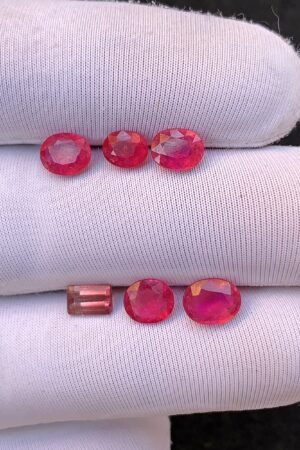 Natural Pink Sapphire Gemstone Faceted Cut Mix Shape High Quality Loose Gemstones For Jewelry Making 5-7 MM Size 6 Pcs V4505