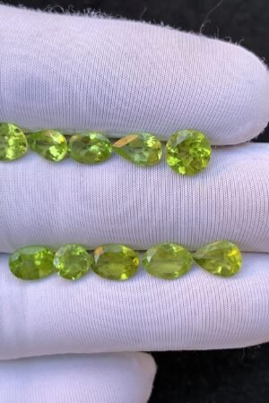 Natural Peridot Gemstone Faceted Cut Mix Shape High Quality Loose Gemstones For Jewelry Making 6-8 MM Size 10 Pcs V4510