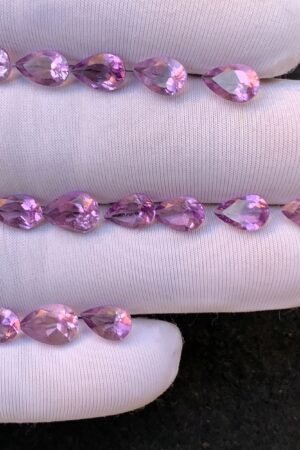 Natural Amethyst Gemstone Faceted Cut Pear Shape High Quality Loose Gemstones For Jewelry Making 6-9 MM Size 14 Pcs V4512