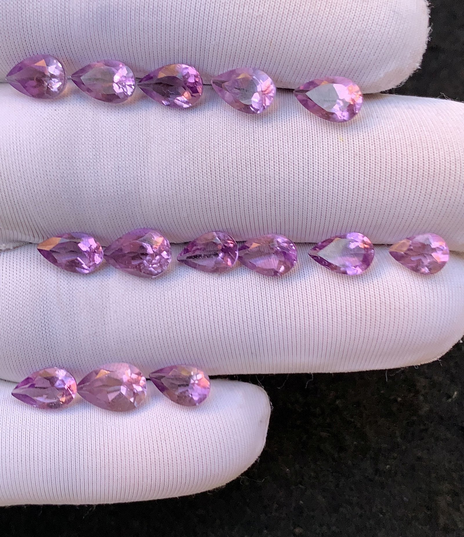 Natural Amethyst Gemstone Faceted Cut Pear Shape High Quality Loose Gemstones For Jewelry Making 6-9 MM Size 14 Pcs V4512