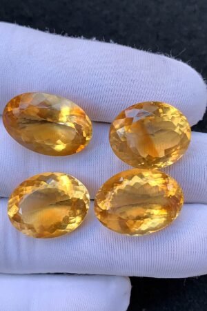 Natural Citrine Gemstone Faceted Cut Oval Shape High Quality Loose Gemstones For Jewelry Making 20-18 MM Size 4 Pcs V4515