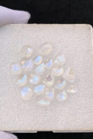 Natural Rainbow Moonstone Gemstone Rose Cut Mix Shape Cabochon High Quality Loose Gemstones For Jewelry Making 6-9 MM Size 20 Pcs V4517