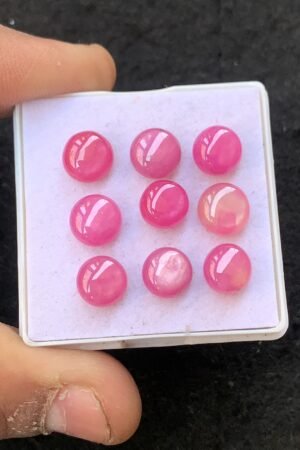 Natural Silky Sapphire Gemstone Smooth Round Shape Cabochon High Quality Loose Gemstones For Jewelry Making 8 MM Size 9 Pcs V4518