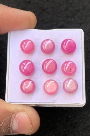 Natural Silky Sapphire Gemstone Smooth Round Shape Cabochon High Quality Loose Gemstones For Jewelry Making 8 MM Size 9 Pcs V4520