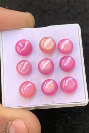 Natural Silky Sapphire Gemstone Smooth Round Shape Cabochon High Quality Loose Gemstones For Jewelry Making 8 MM Size 9 Pcs V4521