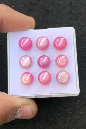 Natural Silky Sapphire Gemstone Smooth Round Shape Cabochon High Quality Loose Gemstones For Jewelry Making 8 MM Size 9 Pcs V4523